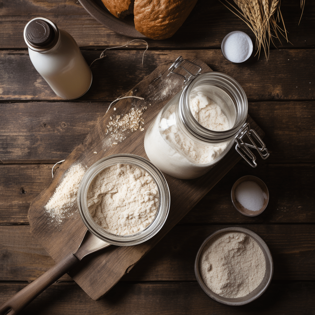 Sourdough ingredients flat lay