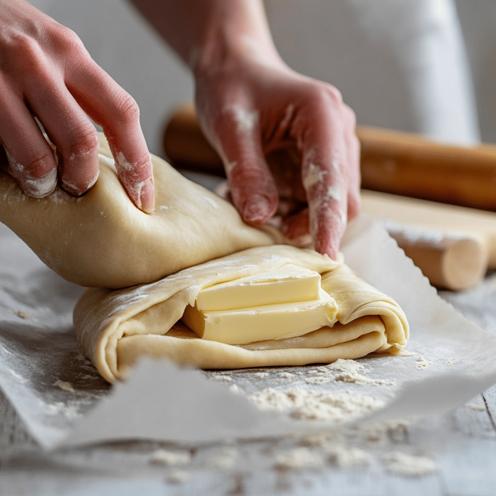 Croissant Sourdough Bread Guide: 4 Inspiring Tips for Flavor & Texture 9 Folding butter into croissant sourdough dough