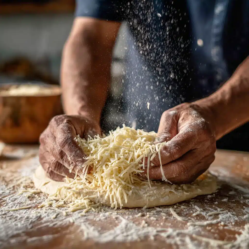 Cheese Sourdough Bread Guide: 5-Star Flavor, Easy Method, Perfect Crust 8 folding shredded cheese into sourdough dough