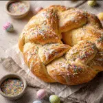 Italian Easter Bread – 5-Step Stunning Recipe With Meaning 6 Italian Easter Bread with dyed eggs and glaze