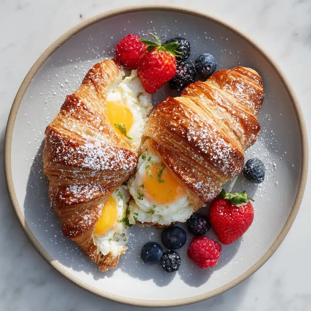 Calories Costco Croissant – 7 Shocking Truths You Must Know 8 sliced Costco croissant served with berries and eggs