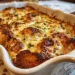 Garlic Bread Lasagna Recipe , Stunning 3-Layer Cheesy Comfort 6 : Cheesy garlic bread lasagna baked in a dish with golden crust