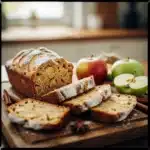 Apple Bread 3 Loaf of freshly baked apple bread with sliced apples on top