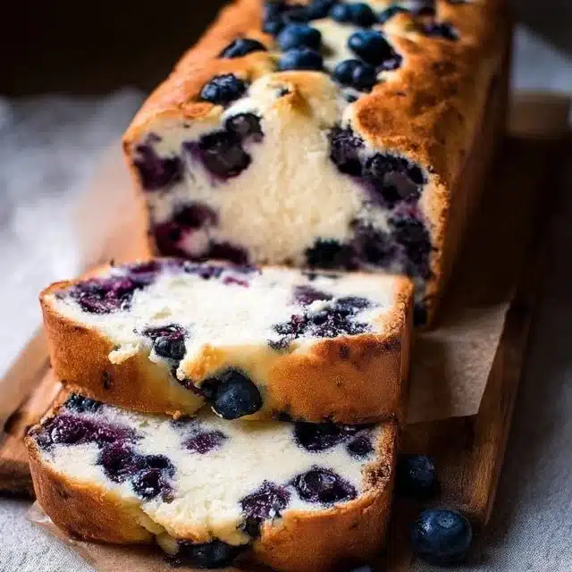Best Blueberry Cream Cheese Bread 1 Loaf of best blueberry cream cheese bread with fresh blueberries