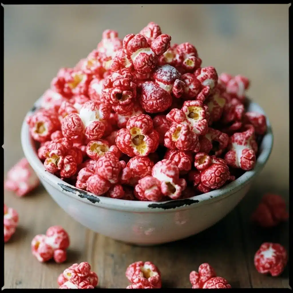 Bloody Red Velvet Popcorn 1 Bloody Red Velvet Popcorn in a bowl, a vibrant and delicious snack.