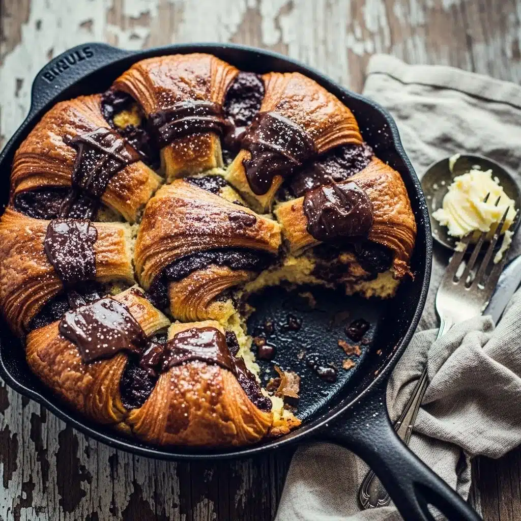 Chocolate Croissant Breakfast Bake 1 Chocolate croissant breakfast bake fresh out of the oven