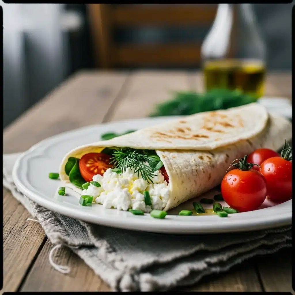 Cottage Cheese Wraps 1 Healthy cottage cheese wraps filled with vegetables and herbs
