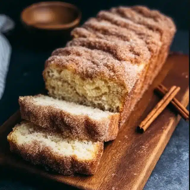 Cozy Cinnamon Sugar Donut Bread 1 Loaf of cozy cinnamon sugar donut bread topped with cinnamon sugar