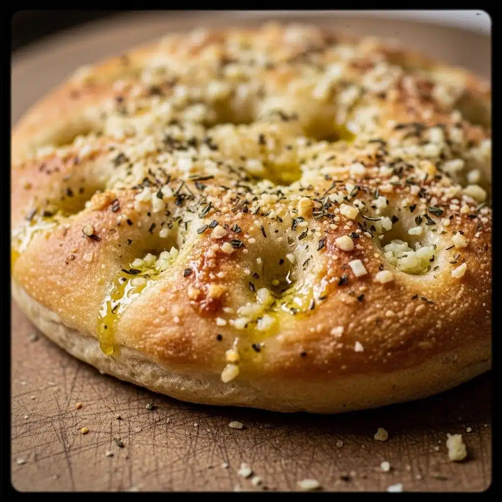 Garlic Parmesan Focaccia Bread 1 Freshly baked Garlic Parmesan Focaccia Bread topped with herbs