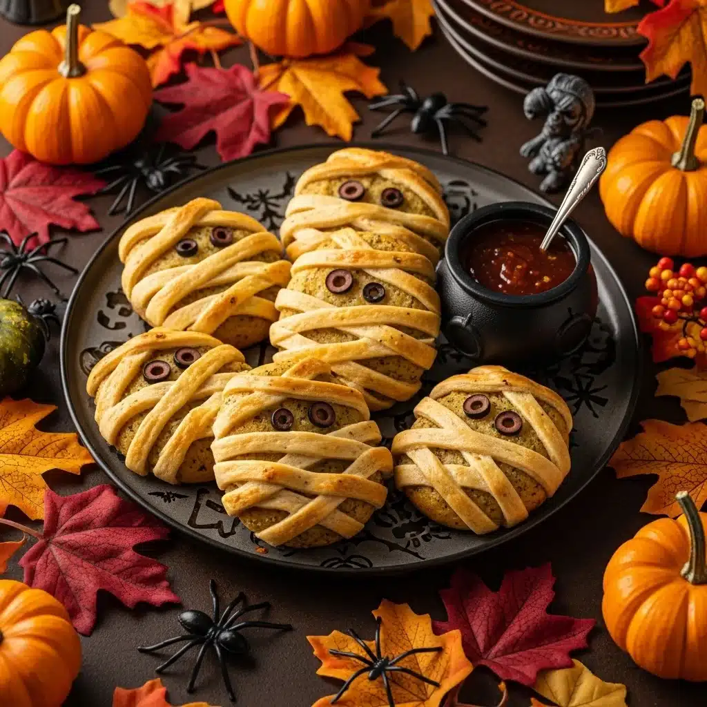 Mummy Garlic Bread – Ultimate Easy Halloween Favorite in 30 Minutes 10 mummy garlic bread served on Halloween tray