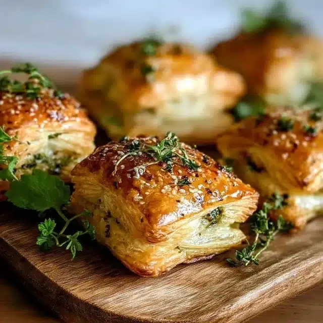Herb & Cheese Stuffed Puff Pastry Bites: The Ultimate Appetizer 1 Herb and cheese stuffed puff pastry bites on a platter