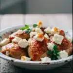 Hot Honey Feta Chicken: 3 Mouthwatering Reasons to Love It 3 Delicious hot honey feta chicken served with herbs and spices.