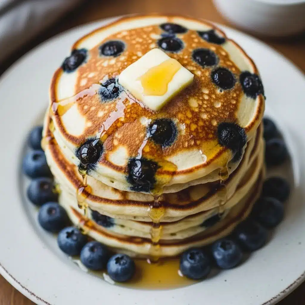 Protein-Packed Greek Yogurt Pancakes with Blueberries 1 Delicious protein-packed Greek yogurt pancakes topped with fresh blueberries