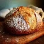 Easy Sourdough Bread Recipe – 5 Step Guide for Beginners (2025) 3 Freshly baked soft and chewy sourdough bread on a wooden table.