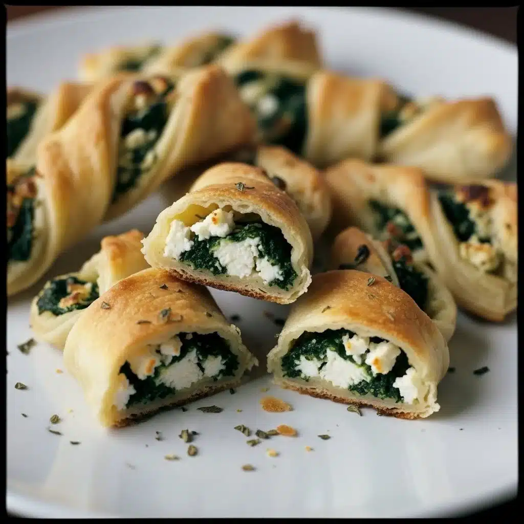 Spinach Feta Twists 1 Delicious spinach feta twists on a plate, perfect for appetizers or snacks.