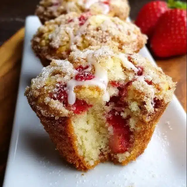 Strawberry Cream Cheese Muffins 1 Freshly baked Strawberry Cream Cheese Muffins on a cooling rack