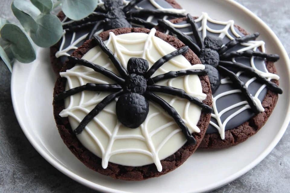Easy No Bake Oreo Spider Web Cookies