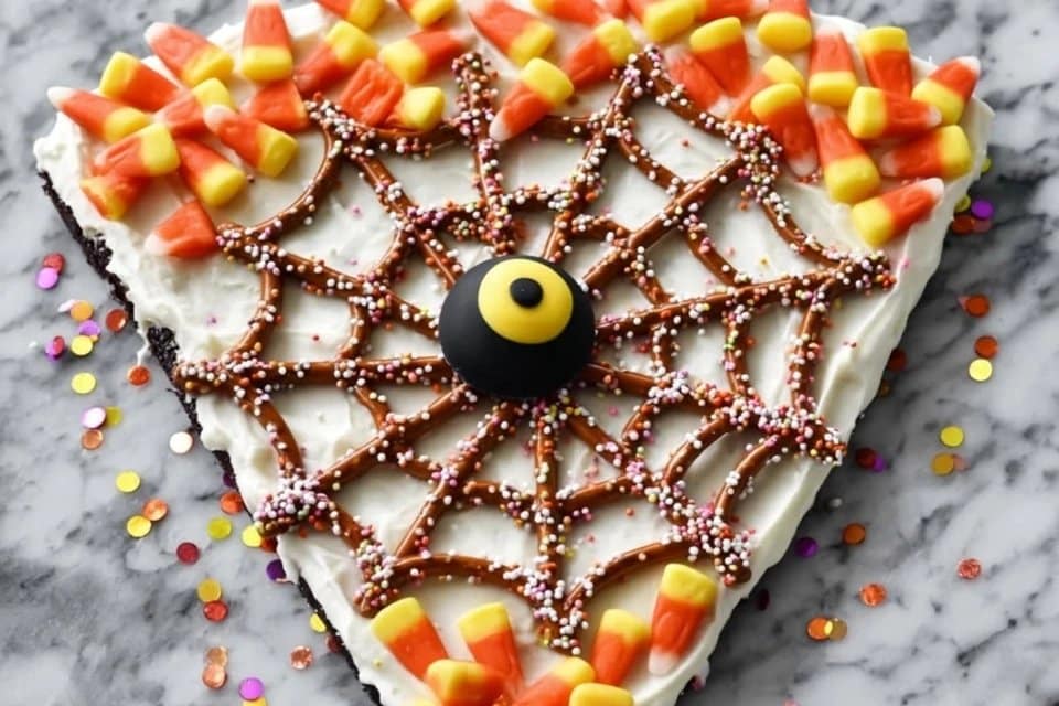 Halloween Pretzel Treats with Candy Spiderwebs
