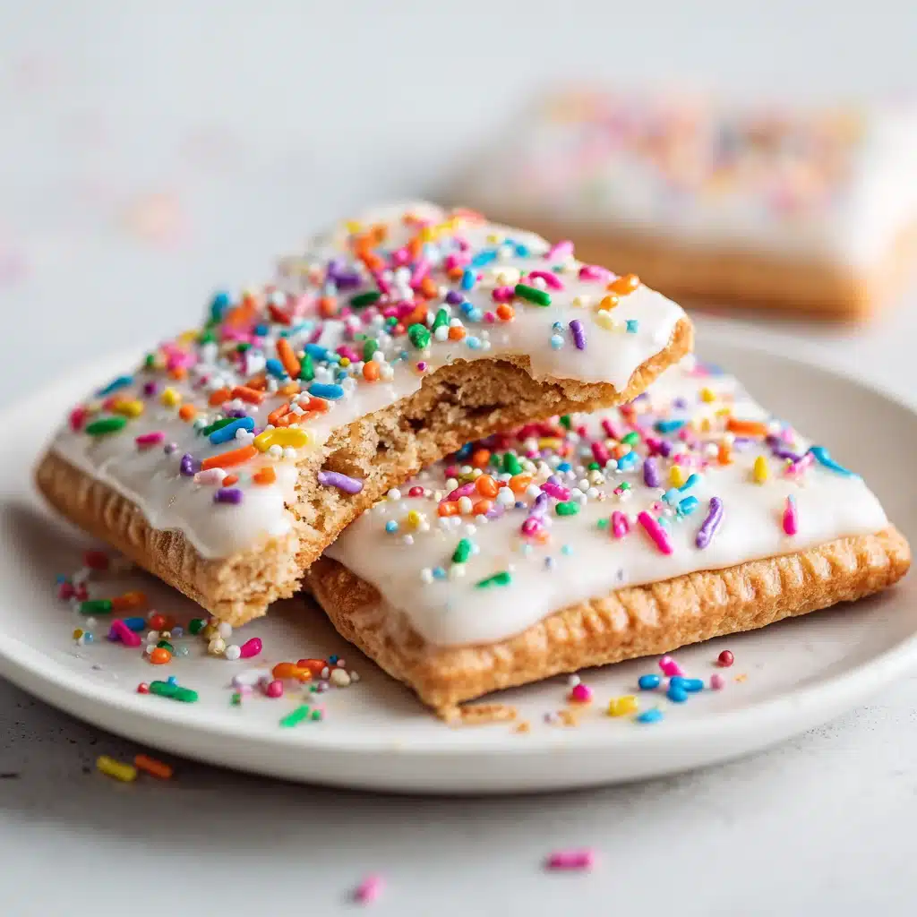 Brown sugar pop tart cookies on a white plate in a bright modern kitchen setting.