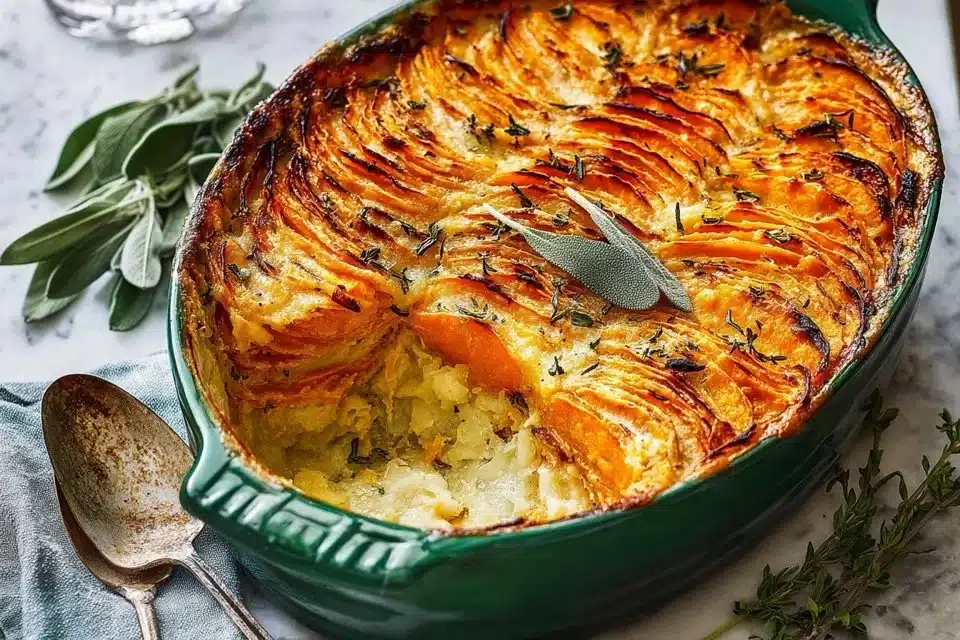 Cheesy Root Vegetable Gratin featured dish