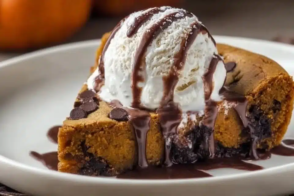 Chewy Pumpkin Cheesecake Cookies with Warm Fall Spices 4 Chewy pumpkin cheesecake cookies with warm spices on a plate