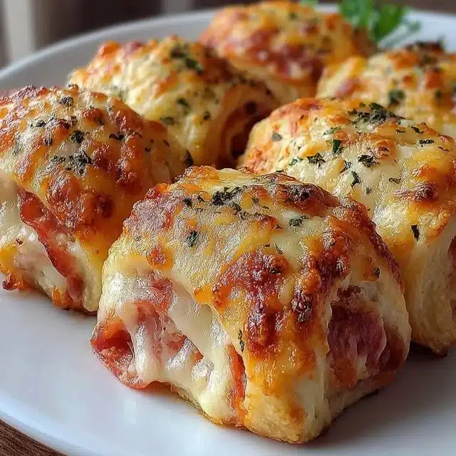 Crispy air fryer pizza rolls served on a plate