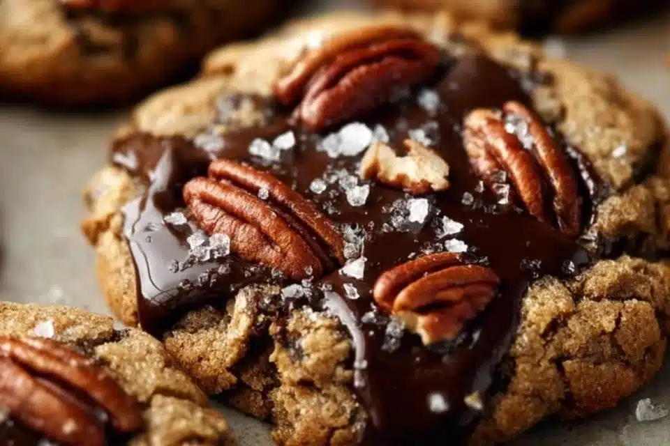Delicious butter pecan chocolate chip cookies on a plate