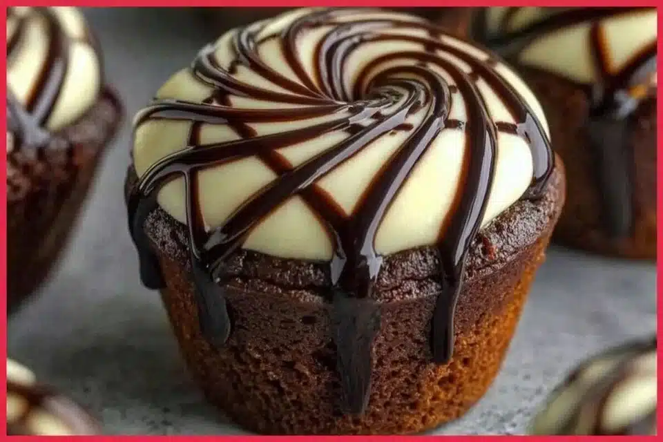Easy Death By Chocolate Mini Cheesecakes with rich chocolate topping