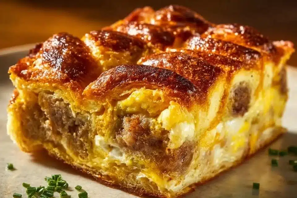 Easy & Delicious Sausage & Egg Casserole: The Perfect Comfort Dish 2 Delicious sausage egg casserole ready to serve for breakfast or brunch.