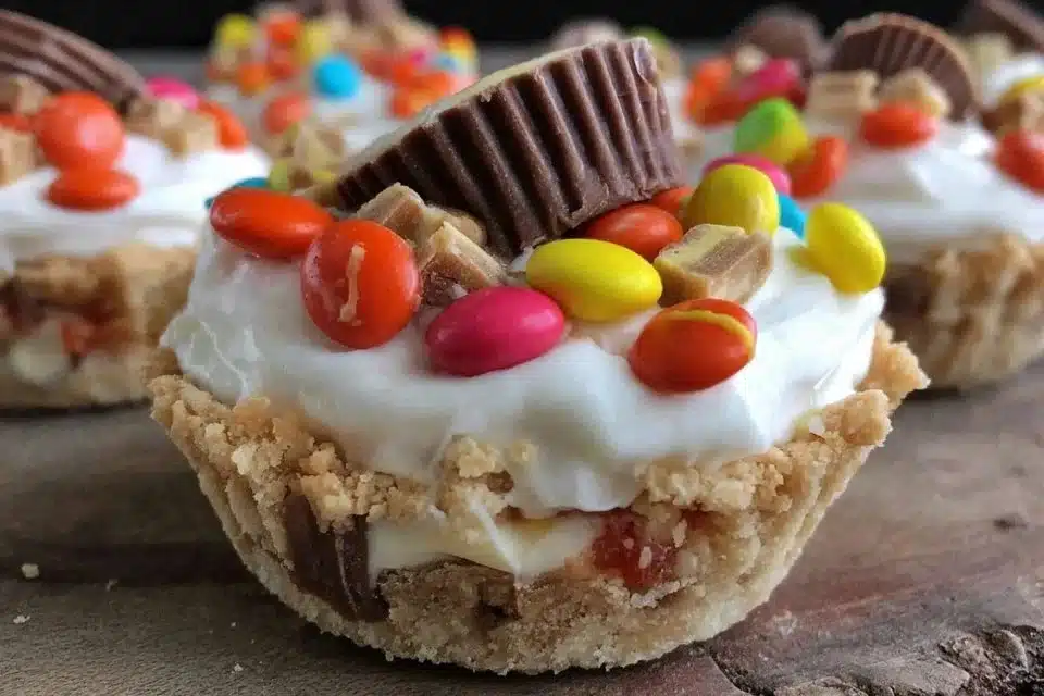 Delicious leftover candy Halloween tarts ready to be served.