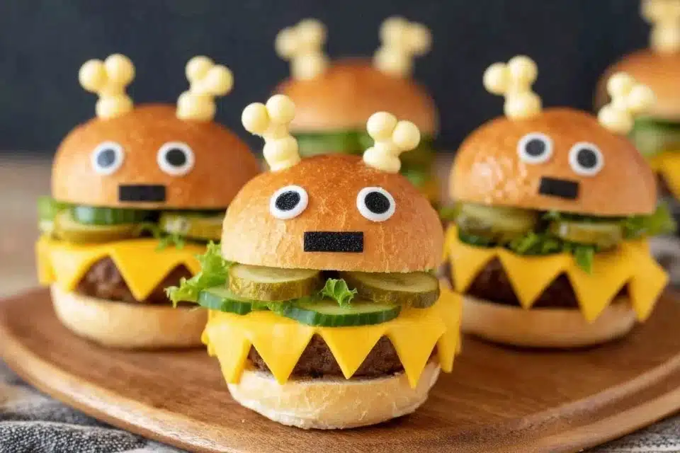 Delicious easy monster burgers stacked high with toppings