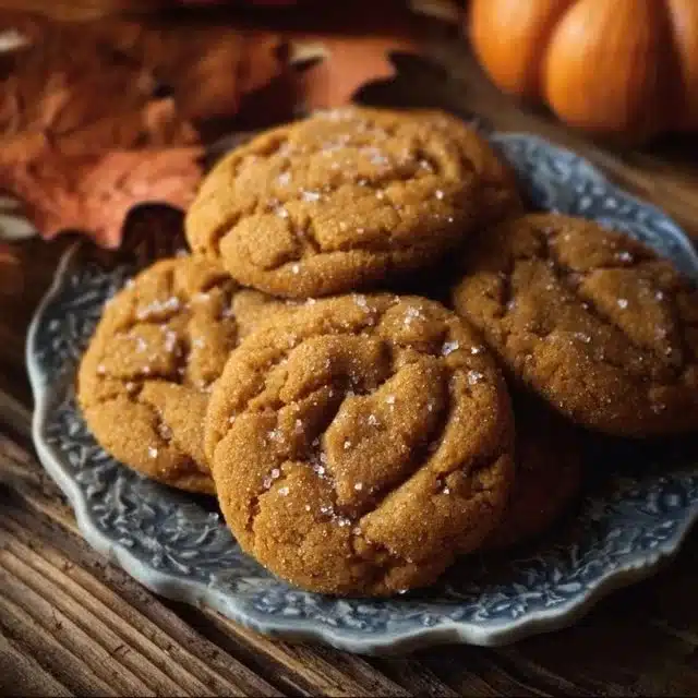 Deliciously baked Maple Pumpkin Cookies on a rustic plate