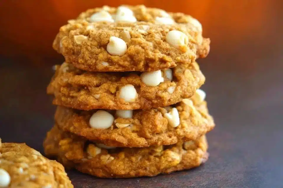 Delicious homemade pumpkin cookies for fall season with spices and icing.