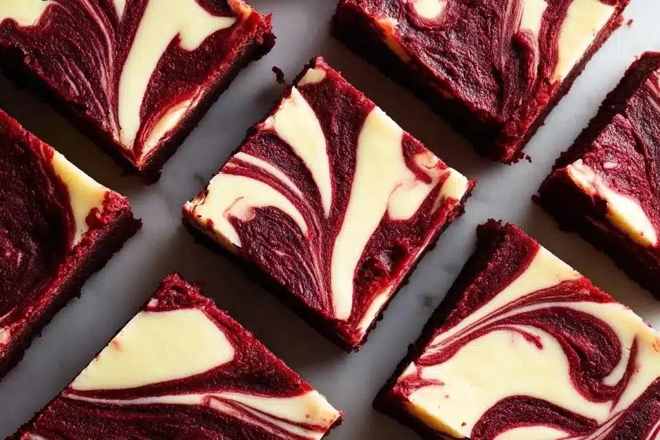Red Velvet Cheesecake Brownies , Easy 5-Step Recipe That Wows 2 Delicious red velvet cheesecake brownies with creamy frosting and chocolate drizzle