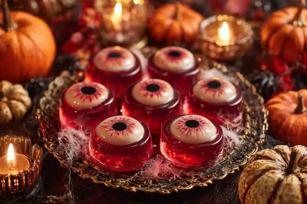 Serving Halloween Eyeball Jello Shots