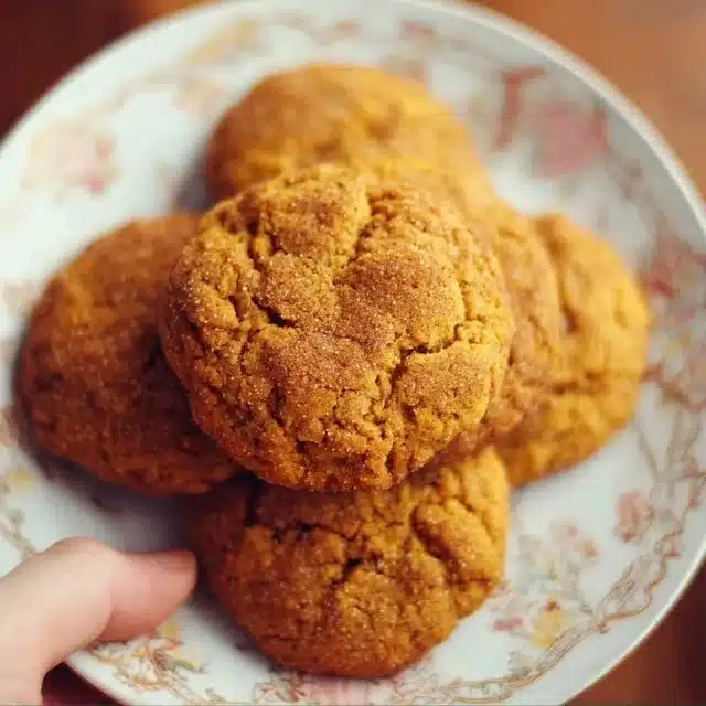 Soft and Chewy Pumpkin Cookies 1 Soft and chewy pumpkin cookies on a plate