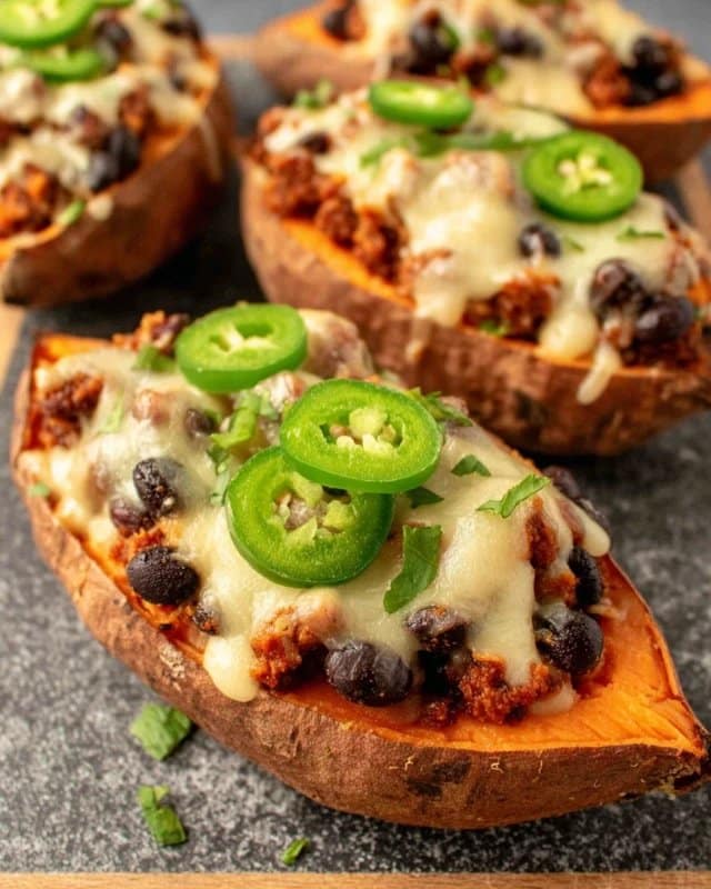 Chili Stuffed Sweet Potato Skins with Honey Lime Yogurt 5 Chili Stuffed Sweet Potato Skins with Honey Lime Yogurt