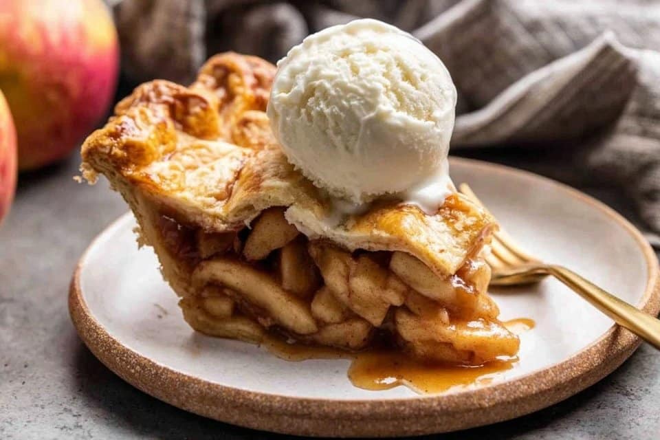 Classic Apple Pie with Lattice Crust and Vanilla Ice Cream The Ultimate Comfort Food