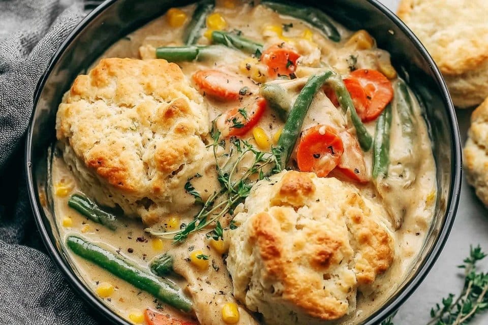 Easy Chicken Pot Pie Casserole – 7-Star Cheesy Biscuit Comfort 5 Easy Chicken Pot Pie Casserole – 7 Star Cheesy Biscuit Comfort
