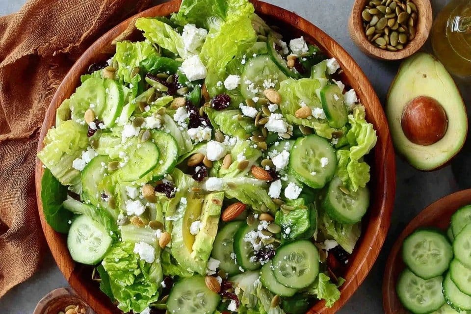 Easy Green Salad with Lemon Vinaigrette and Avocado