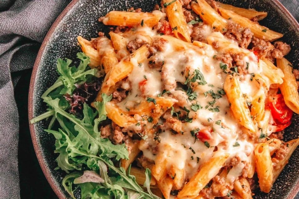 Easy One Pan Baked Ziti with Italian Sausage