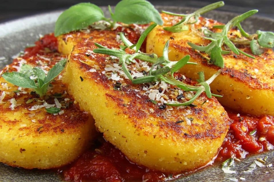 Fried Polenta with Marinara Sauce