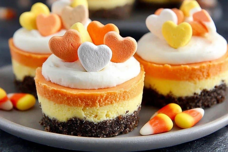 Mini Candy Corn Cheesecakes