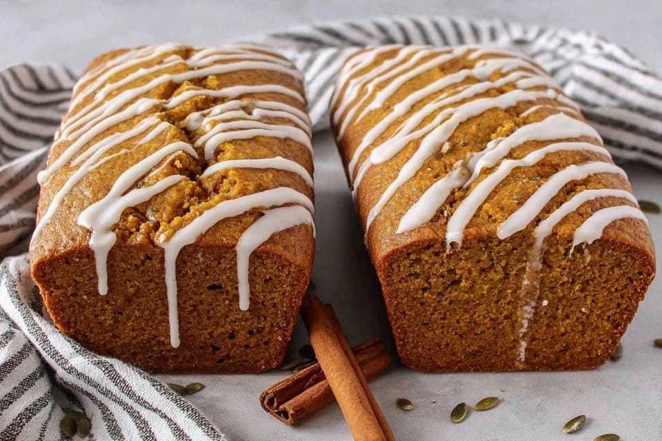 Moist Pumpkin Bread with Sweet Glaze