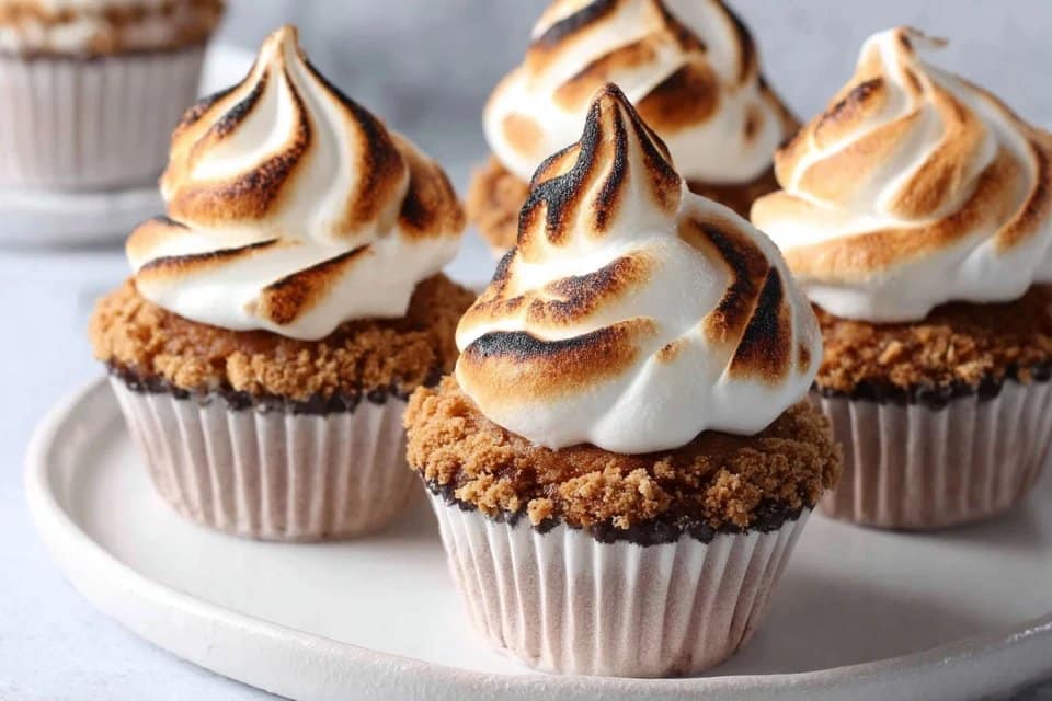 Pumpkin Smores Cupcakes with Gooey Chocolate Ganache