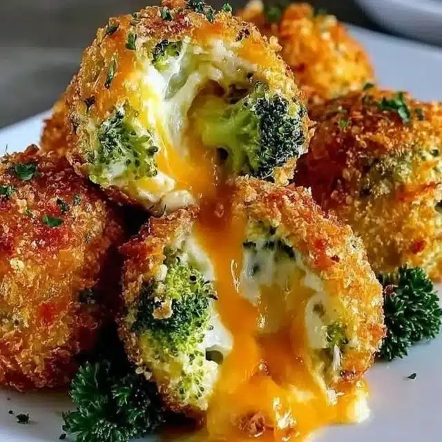 Crispy Air Fryer Broccoli Cheddar Poppers 4 Crispy air fryer broccoli cheddar poppers served on a plate
