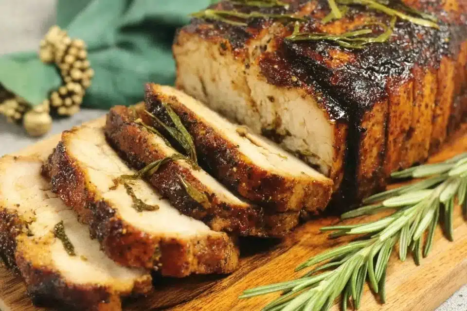 Easy vegan turkey roast for holiday dinner, a plant-based festive dish.