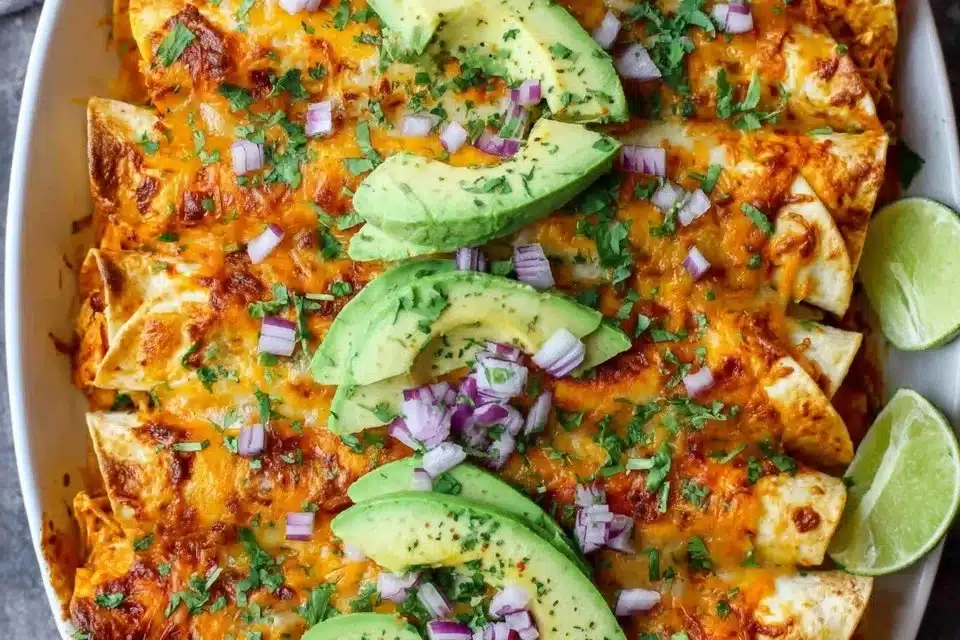 Easy vegetarian enchiladas with sweet potatoes and black beans on a plate