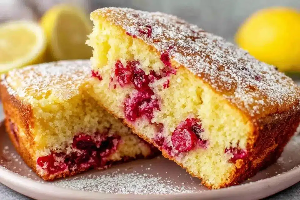 Moist cranberry orange cake with fresh cranberries and orange zest