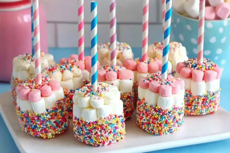 Colorful Patriotic Marshmallow Pops for a festive celebration